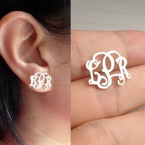 Stainless Steel Monogram Initials Stud Earrings for Women