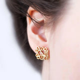 Stainless Steel Monogram Initials Stud Earrings for Women