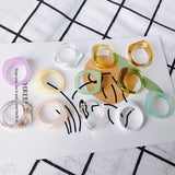 Acrylic Resin Geometric Square Round Ring Set Transparent Fresh Jewelry