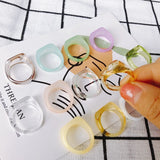 Acrylic Resin Geometric Square Round Ring Set Transparent Fresh Jewelry