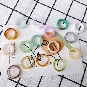 Acrylic Resin Square Round Ring Set Jewelry for Travel Party