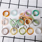Acrylic Resin Square Round Ring Set Jewelry for Travel Party