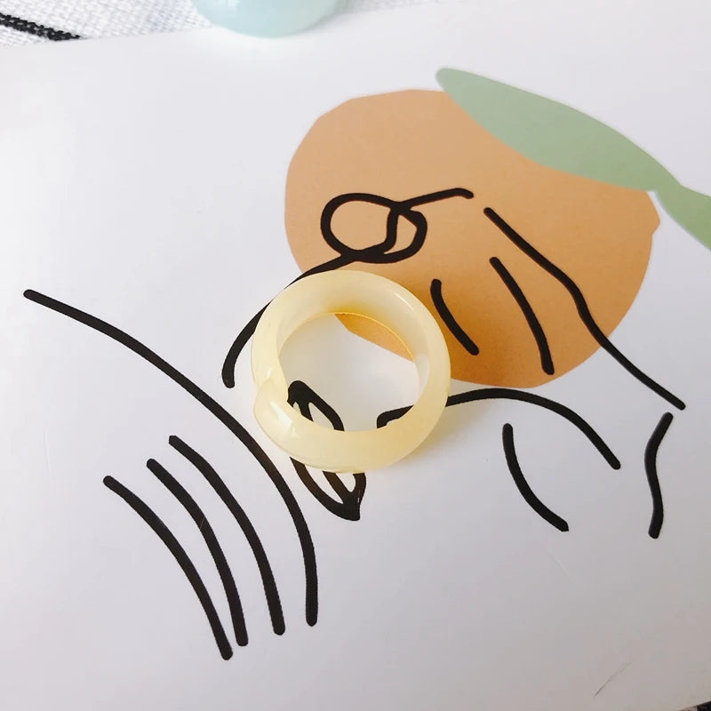 Acrylic Resin Square Round Ring Set Jewelry for Travel Party