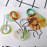 Acrylic Resin Square Round Ring Set Jewelry for Travel Party
