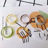 Acrylic Resin Square Round Ring Set Jewelry for Travel Party