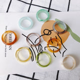 Acrylic Resin Square Round Ring Set Jewelry for Travel Party