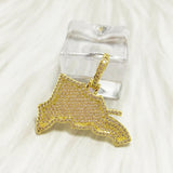 Dominican Map Pendant Hip Hop 14k Plated Zircon Pendant Necklace