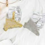 Dominican Map Pendant Hip Hop 14k Plated Zircon Pendant Necklace