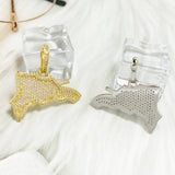 Dominican Map Pendant Hip Hop 14k Plated Zircon Pendant Necklace