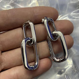 Hot Woman Earrings Double Ring Stainless Steel Charm Jewelry Birthday Gift