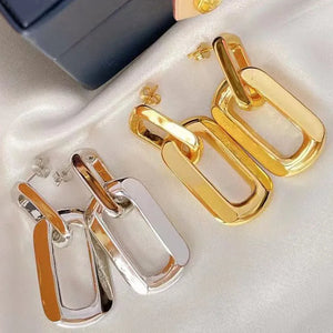 Hot Woman Earrings Double Ring Stainless Steel Charm Jewelry Birthday Gift