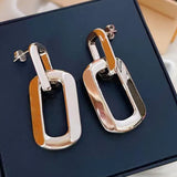 Hot Woman Earrings Double Ring Stainless Steel Charm Jewelry Birthday Gift