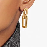 Hot Woman Earrings Double Ring Stainless Steel Charm Jewelry Birthday Gift