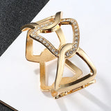 Metal Crystal Chain Bangle Open Cuff Bracelet for Women