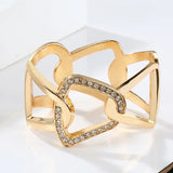 Metal Crystal Chain Bangle Open Cuff Bracelet for Women