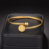 Stainless Steel Star Charm Bangle Flower Circle Bracelet