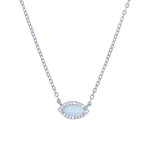 925 Sterling Silver Opal Stone Eye Pendant Necklace for Women