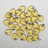 20MM Yellow Glass Heart Necklace Pendant for Jewelry Making