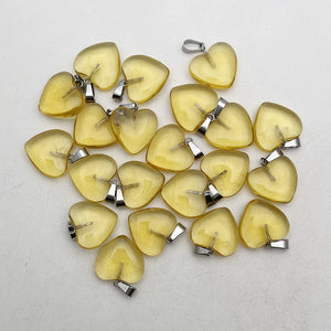 20MM Yellow Glass Heart Necklace Pendant for Jewelry Making
