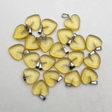 20MM Yellow Glass Heart Necklace Pendant for Jewelry Making