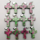 20mm Epidote Stone Cross Charms for Jewelry Making 50pcs