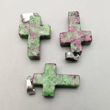 20mm Epidote Stone Cross Charms for Jewelry Making 50pcs
