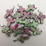 20mm Epidote Stone Cross Charms for Jewelry Making 50pcs