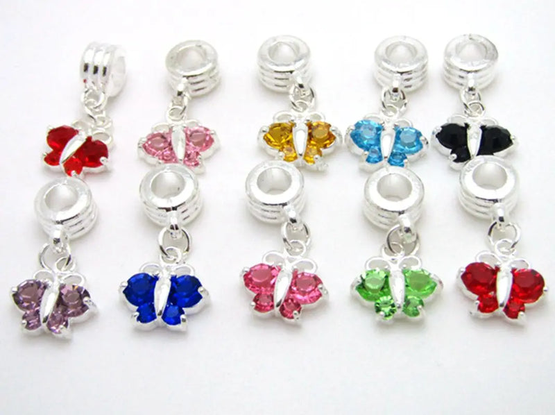 20pcs European Butterfly Rhinestone Pendants Women's DIY Bracelet&Necklace