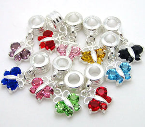 20pcs European Butterfly Rhinestone Pendants Women's DIY Bracelet&Necklace
