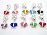 20pcs European Butterfly Rhinestone Pendants Women's DIY Bracelet&Necklace