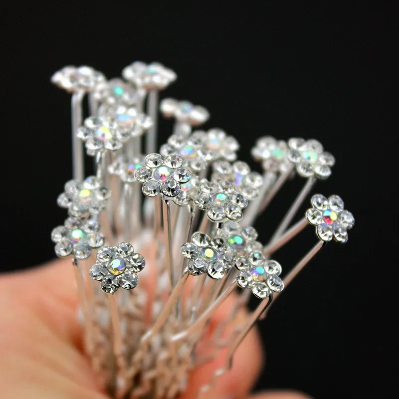 Wedding Hair Pins Crystal Flower Bridal Hairpins Bridesmaid Hair Clips