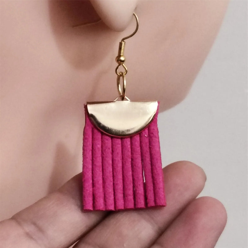 21 Colors Suede Tassel Drop Earrings Dancing Rectangle Ear Stud Hook Friendly