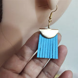 21 Colors Suede Tassel Drop Earrings Dancing Rectangle Ear Stud Hook Friendly