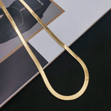 24K Plated Necklace 4MM Blade Necklace Snake Bone Chain