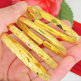 24K Gold-plated Bangle Wedding Engagement Jewelry Ethiopian Cuff Bracelet