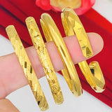 24K Gold-plated Bangle Wedding Engagement Jewelry Ethiopian Cuff Bracelet