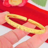 24K Gold-plated Bangle Wedding Engagement Jewelry Ethiopian Cuff Bracelet