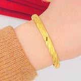 24K Gold-plated Bangle Wedding Engagement Jewelry Ethiopian Cuff Bracelet