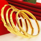 24K Gold-plated Bangle Wedding Engagement Jewelry Ethiopian Cuff Bracelet