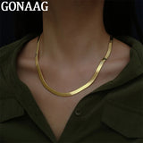 24k 4mm Blade Snake Bone Chain Necklace Men's Women's Jewelry