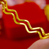 24k Yellow Plated Wave Pattern Bracelet for Women