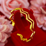 24k Yellow Plated Wave Pattern Bracelet for Women
