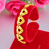 24k Yellow Plated Love Heart Pendant Bracelet for Women