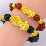 24k Yellow Plated Pixiu Pendant Bracelet Jewelry Men Women