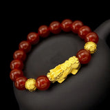 24k Yellow Plated Pixiu Pendant Bracelet Jewelry Men Women