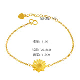 24k Yellow Plated Sunflower Bracelet for Women