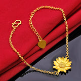 24k Yellow Plated Sunflower Bracelet for Women