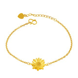 24k Yellow Plated Sunflower Bracelet for Women