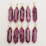 24pc Purple Stone Metal Necklace Pendant for DIY Jewelry Making