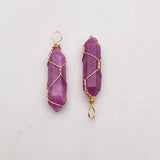 24pc Purple Stone Metal Necklace Pendant for DIY Jewelry Making